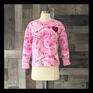 The Children's Place pink tie dye sweatshirt girls large sequin heart lovecore